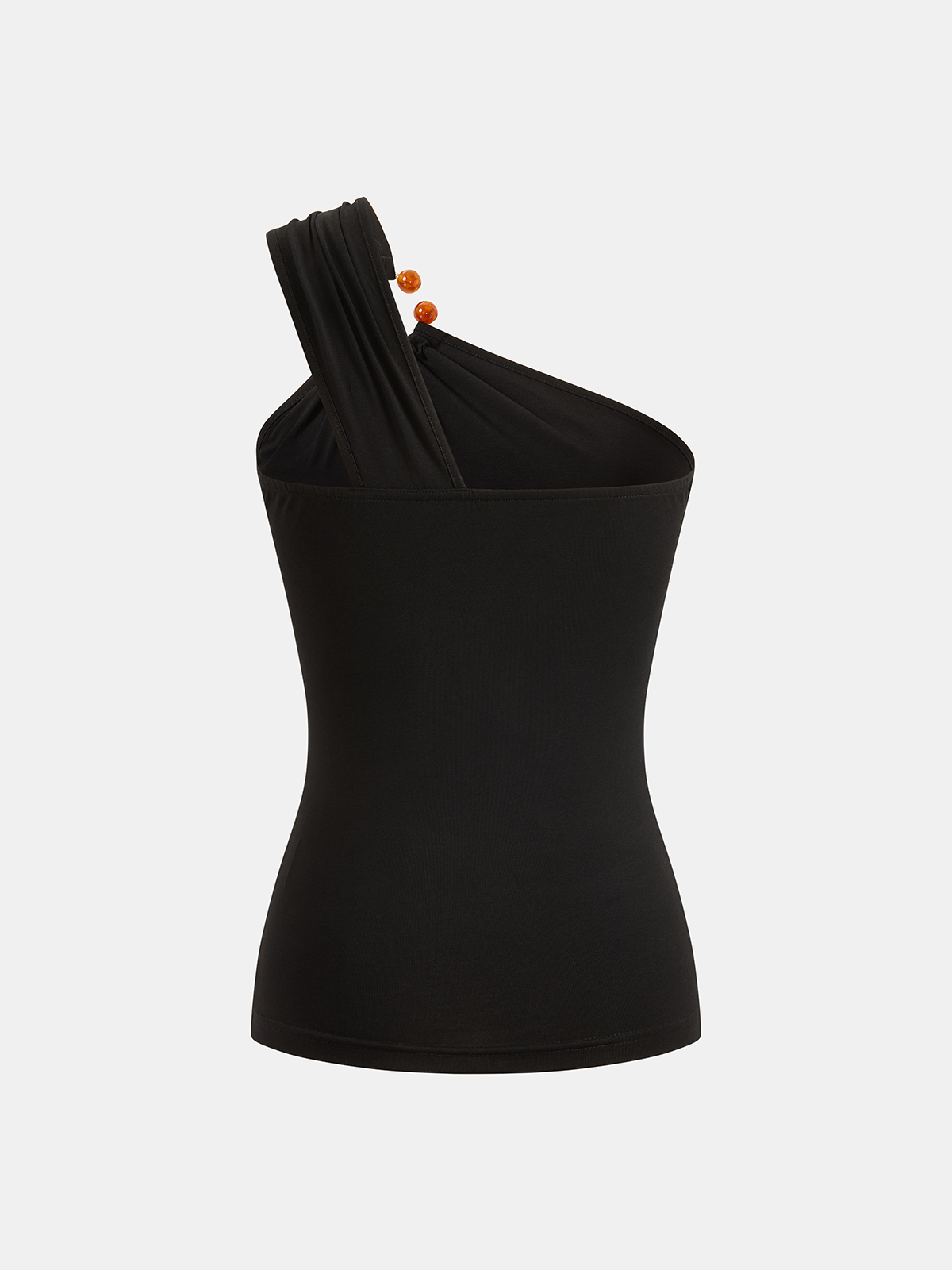 One Shoulder Beaded Fitted Tank Top