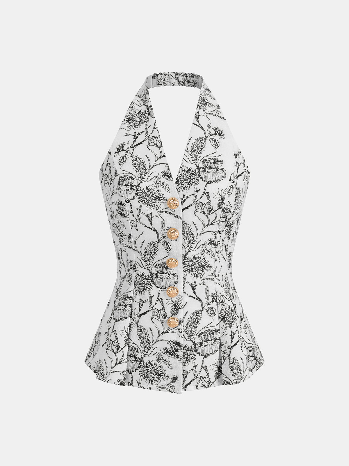 Haut de gilet dos nu boutonnée à imprimé floral