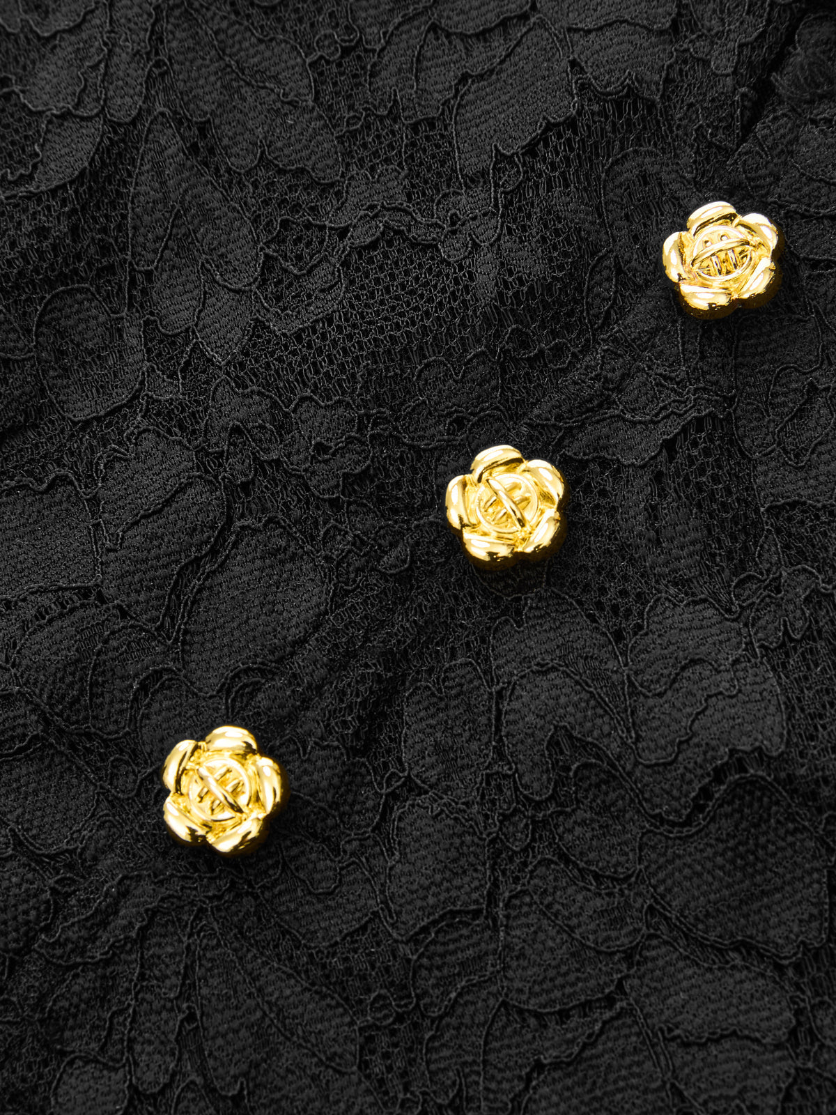 Haut en dentelle à col mandarin boutonné et imprimé floral