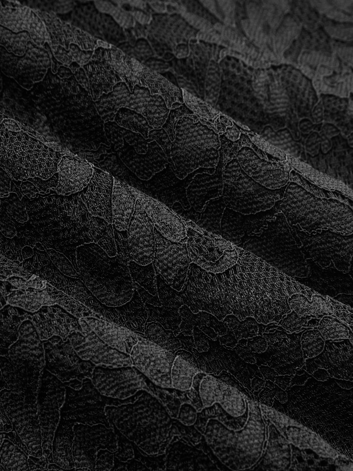 Haut en dentelle à col mandarin boutonné et imprimé floral