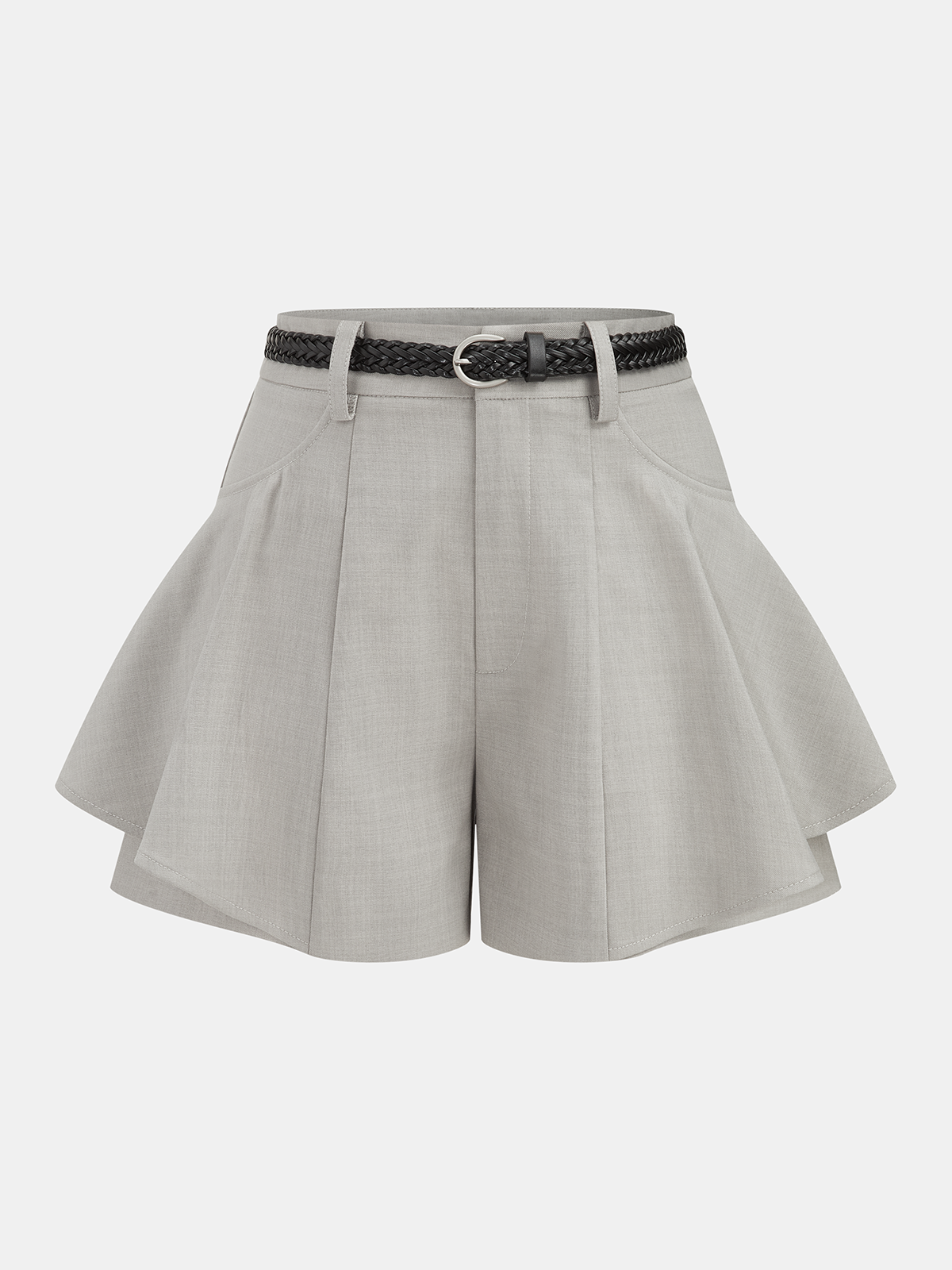 High-Waist-Shorts mit Gürtel und weitem Bein