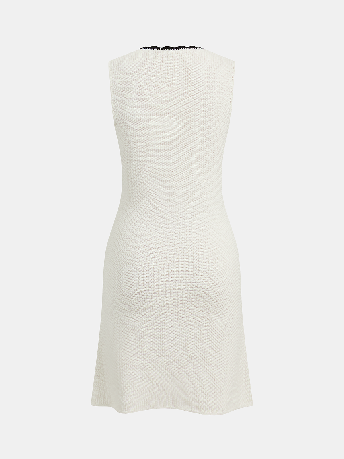Ärmelloses Strickkleid mit Kontrastbesatz und Knopfleiste