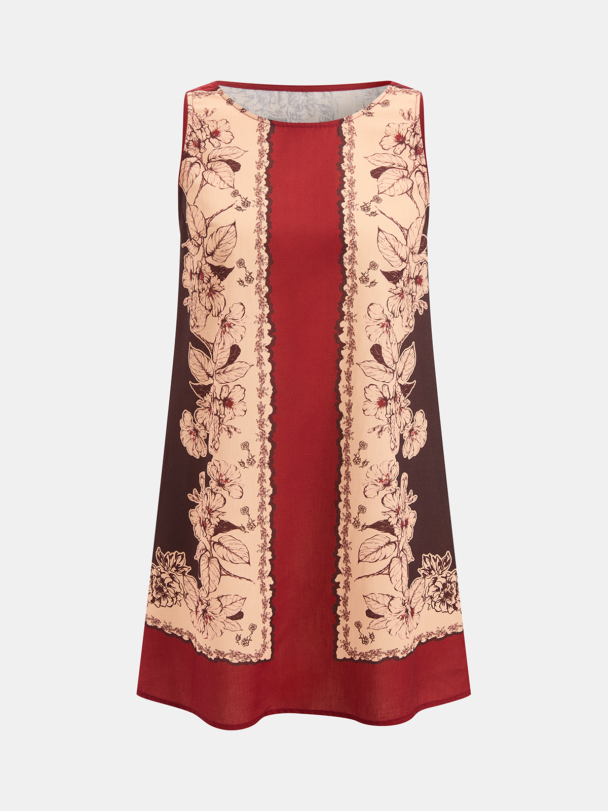 Vintage Floral Sleeveless Shift Dress