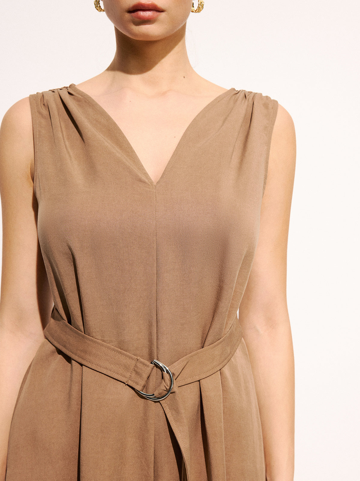 Sleeveless Belted Pocketed Maxi Dress