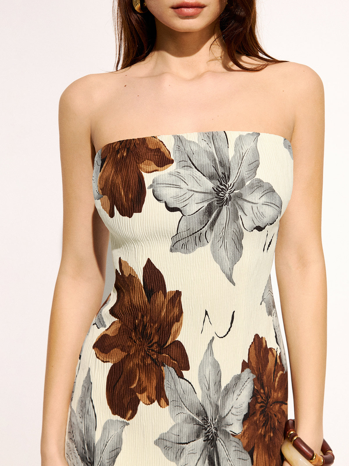Robe longue bustier à imprimé fleuri