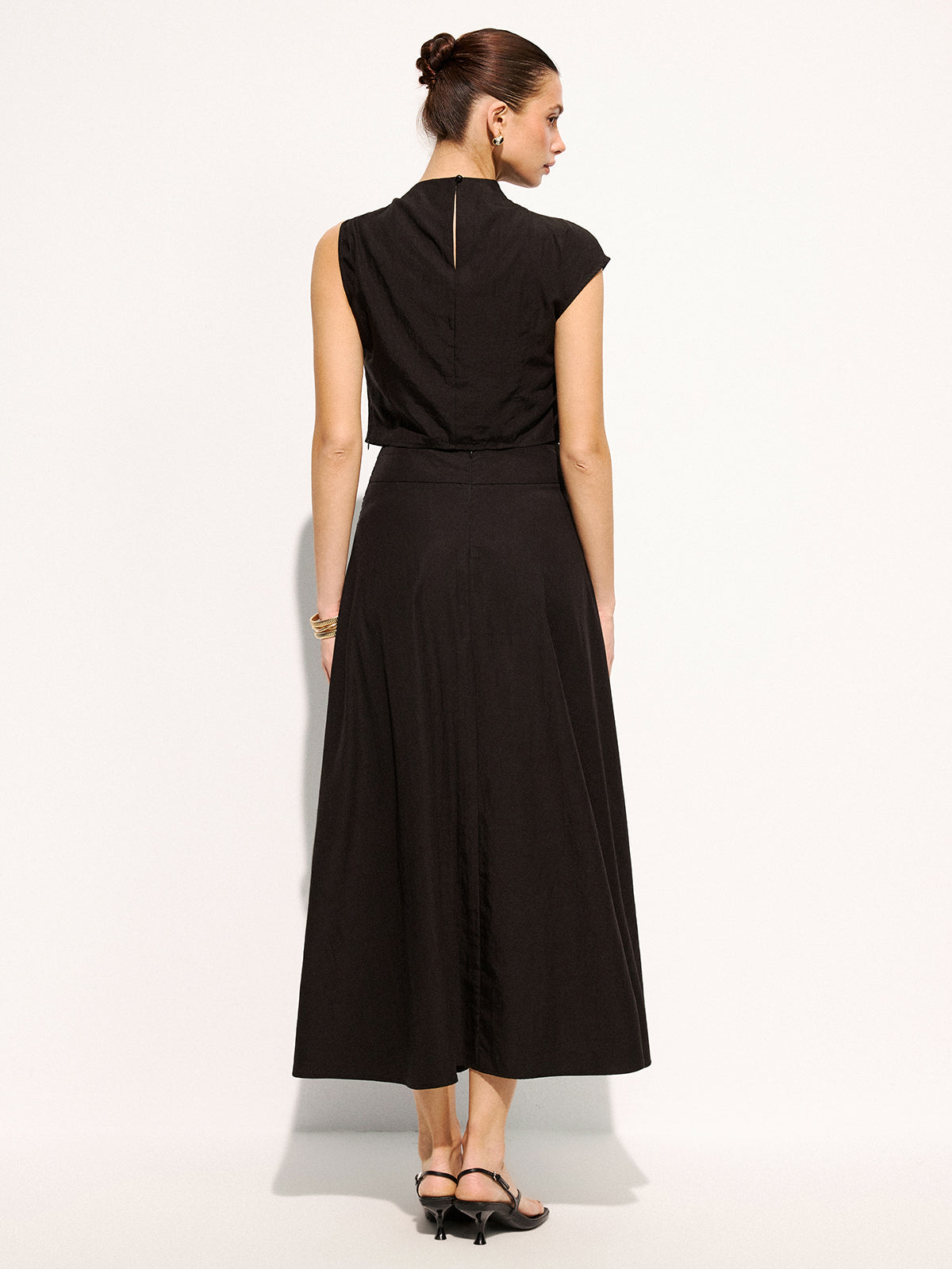 Metal Buckle Sleeveless Top & Midi Skirt Set