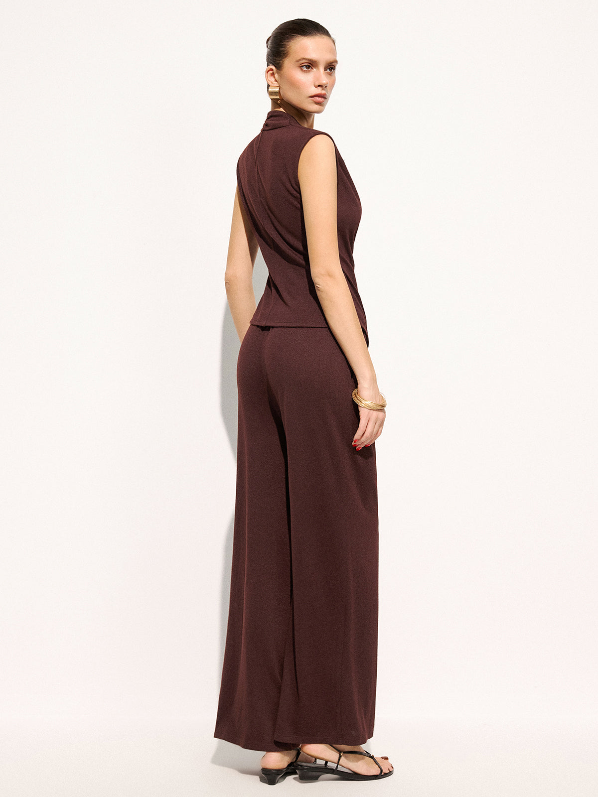 Metal Detail Ruched Top & Pants Set