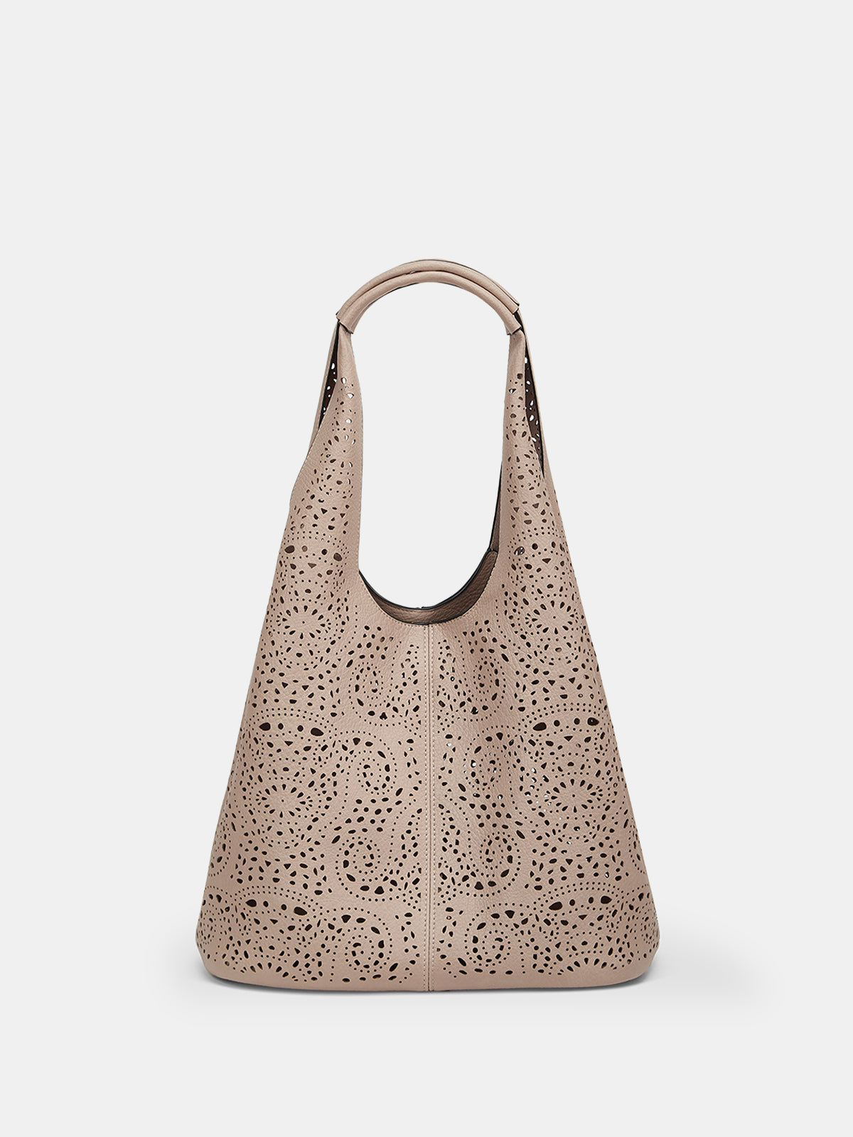 Perforated Floral Large Hobo Bag