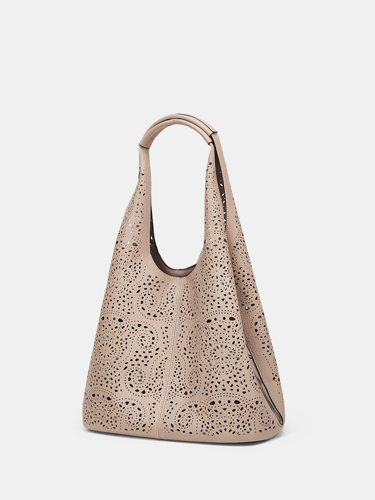 Perforated Floral Large Hobo Bag