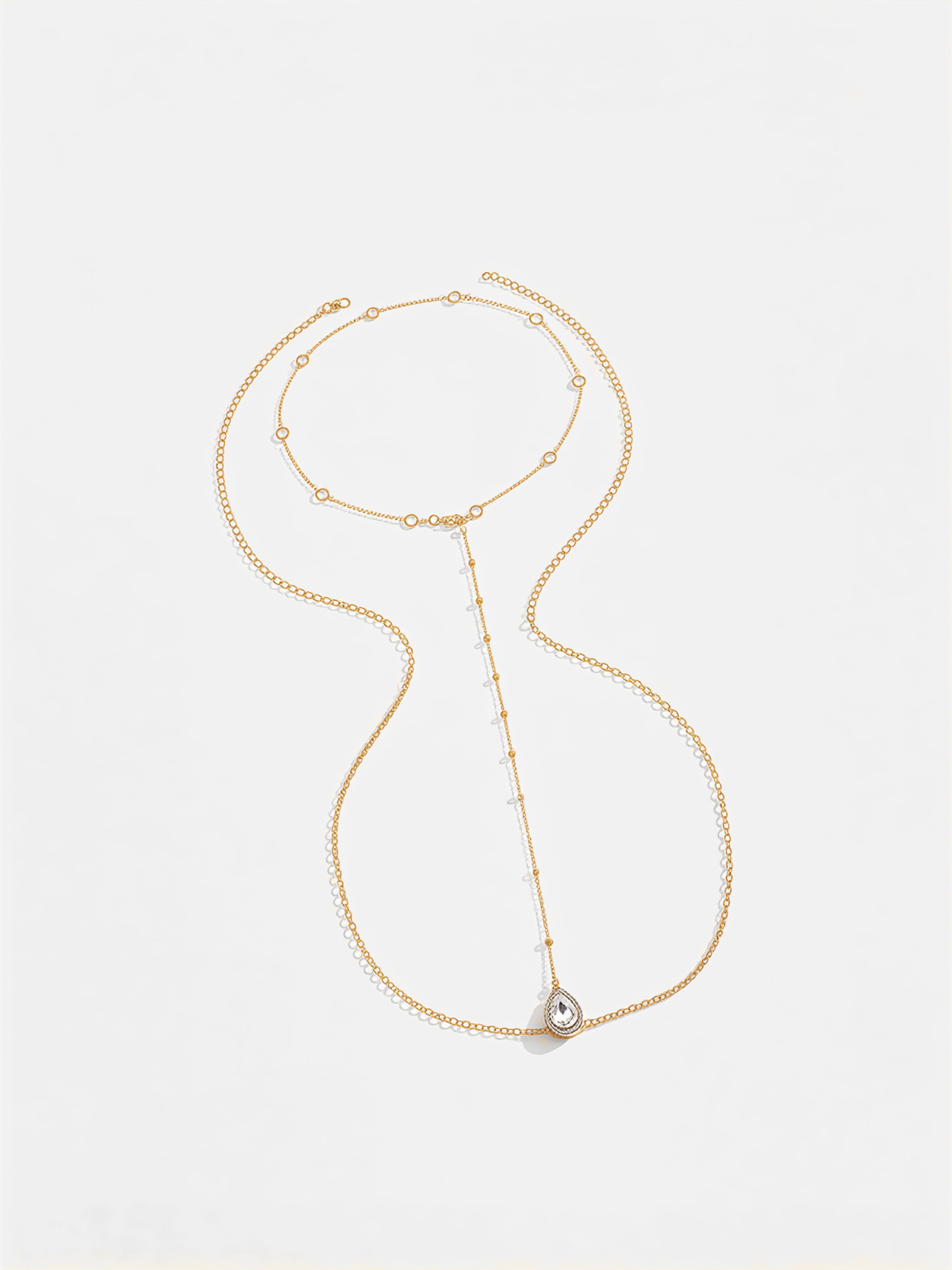 Pearl Station Lariat Backdrop Necklace