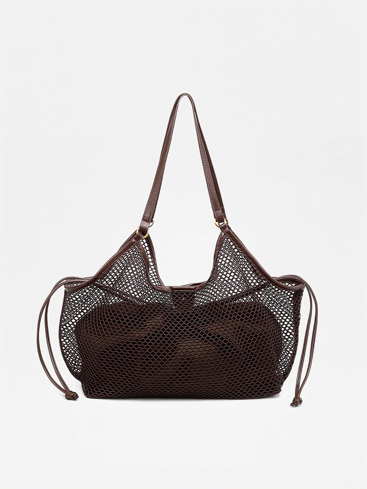 Drawstring Mesh Shoulder Tote Bag