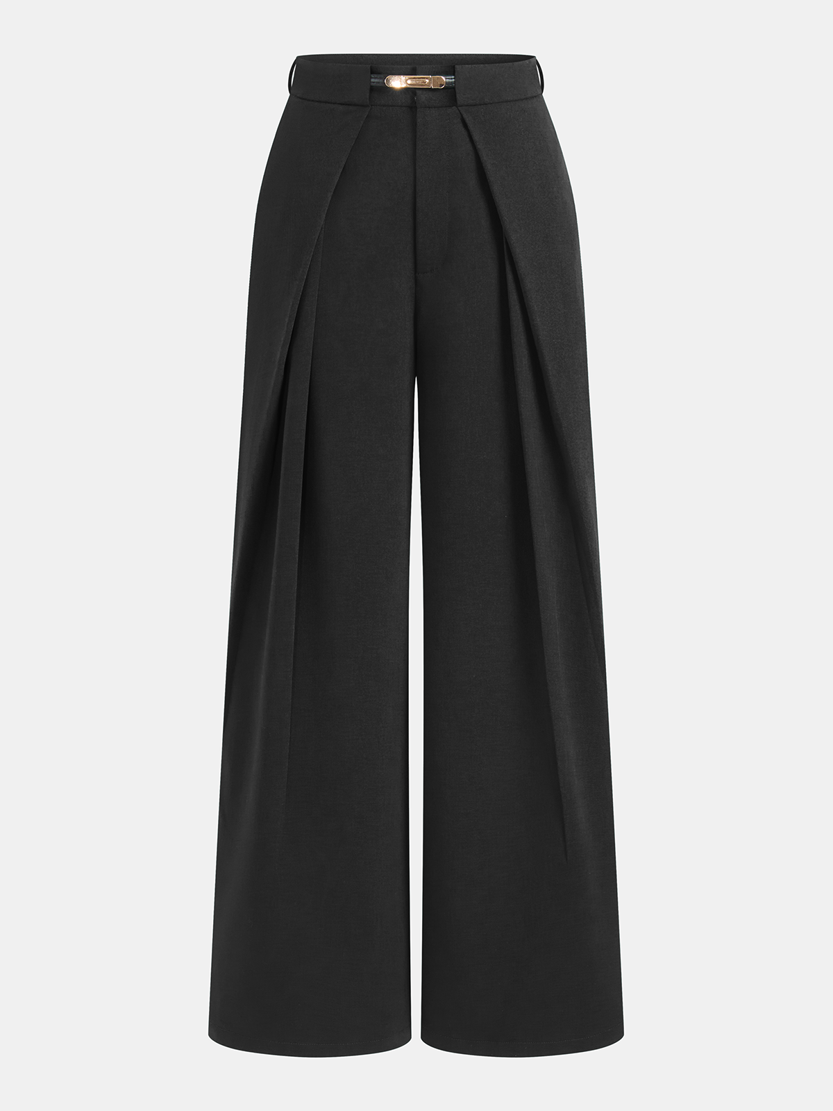 Pantalon plissé à jambes larges avec ceinture taille mi-haute