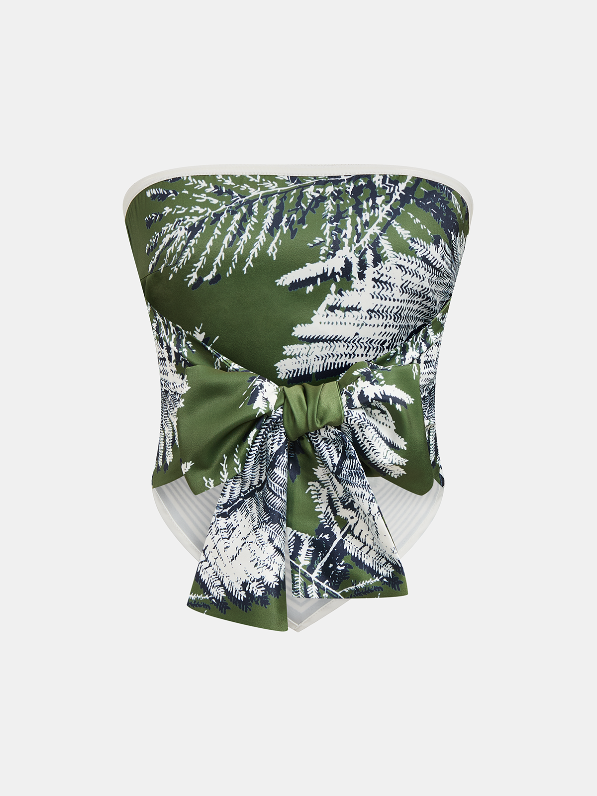 Leaf Print Strapless Top & Pants Set
