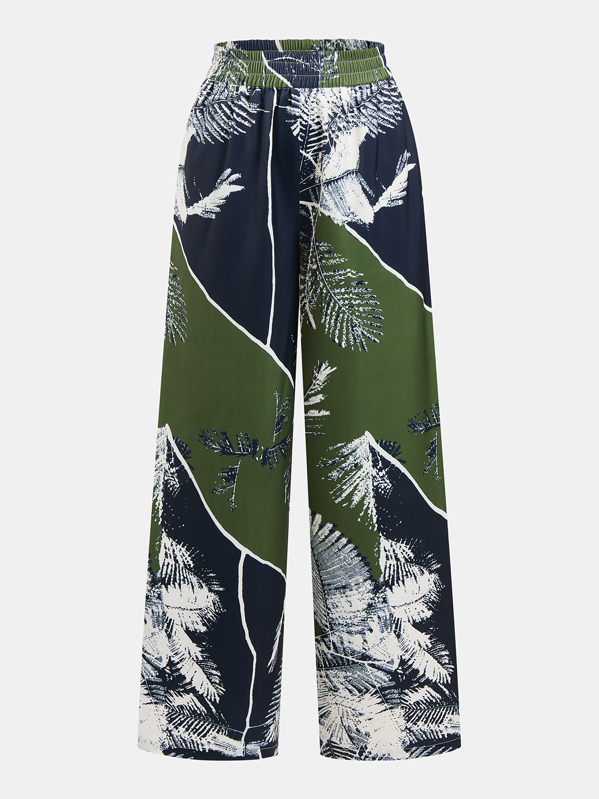Leaf Print Strapless Top & Pants Set