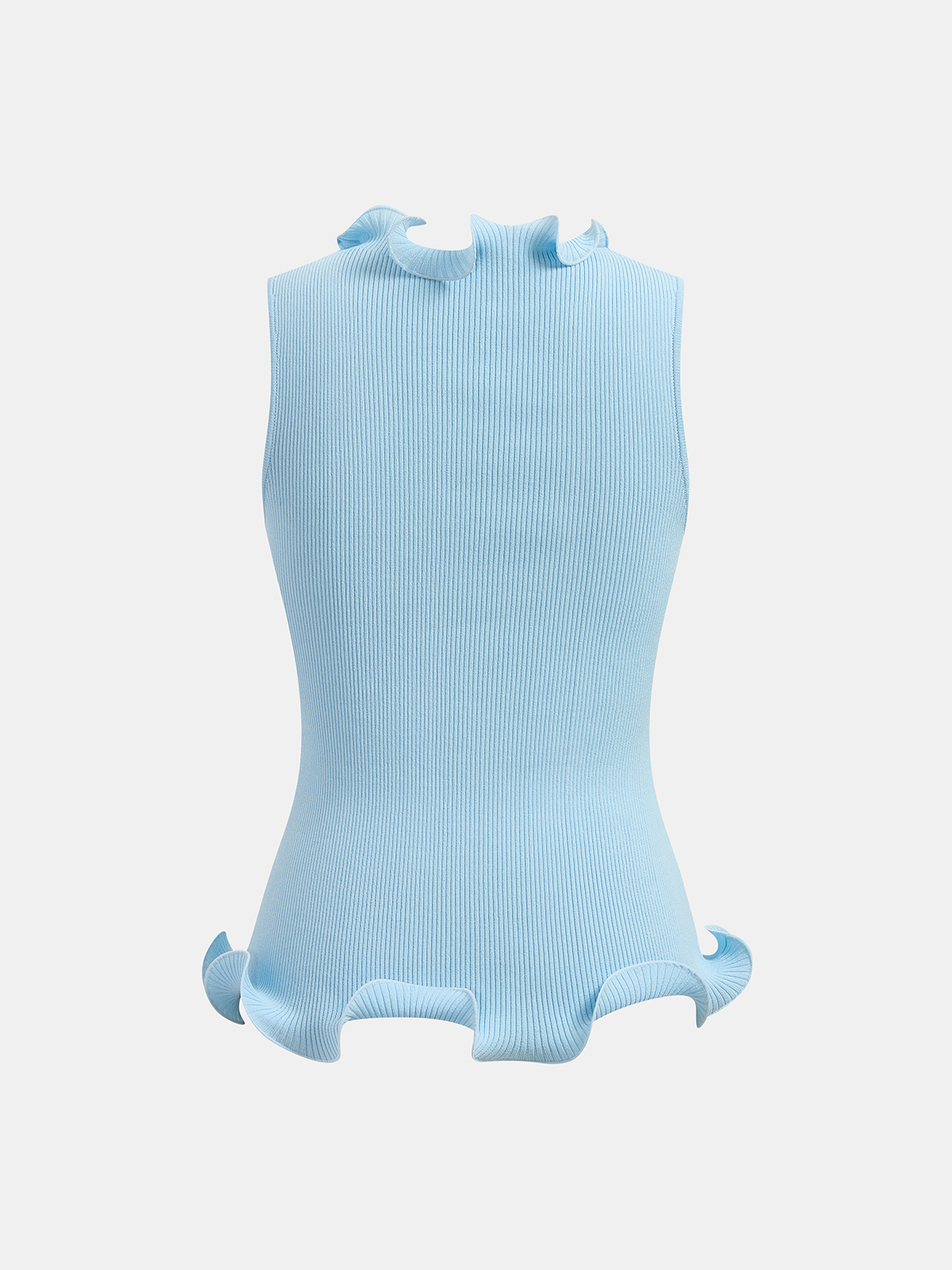 Sleeveless Ruffled Ribbed Knit Top