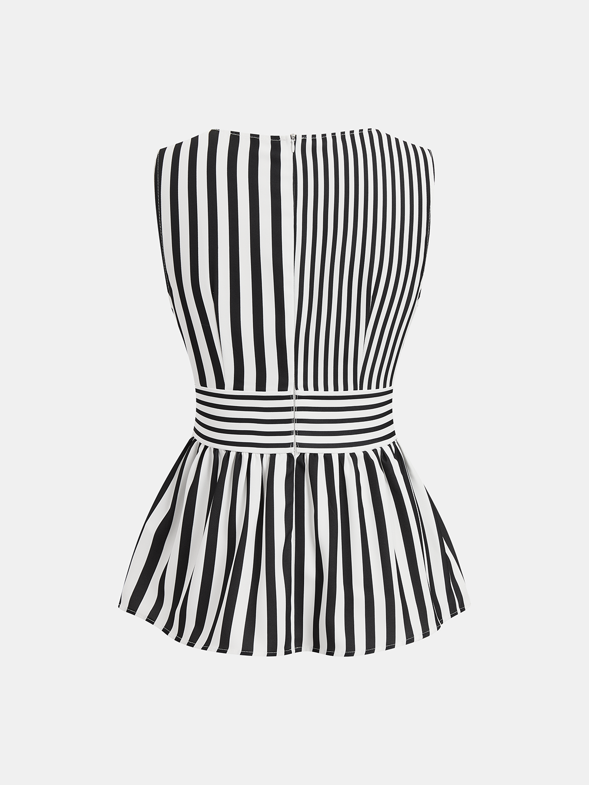 Striped Sleeveless Peplum Top & Pants Set