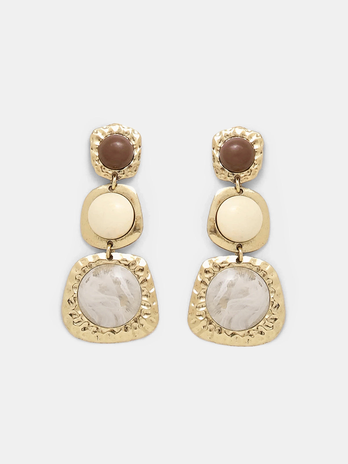 Hammered Tiered Marbled Drop Earrings