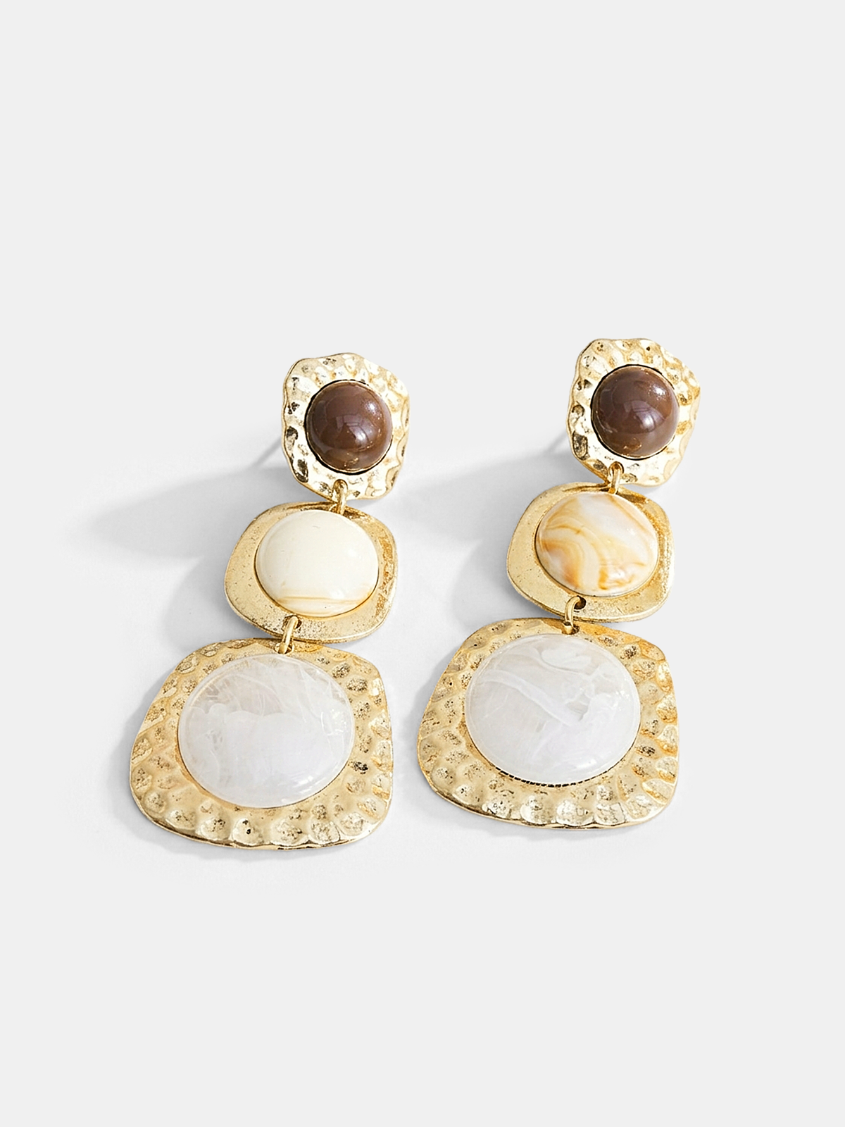 Hammered Tiered Marbled Drop Earrings