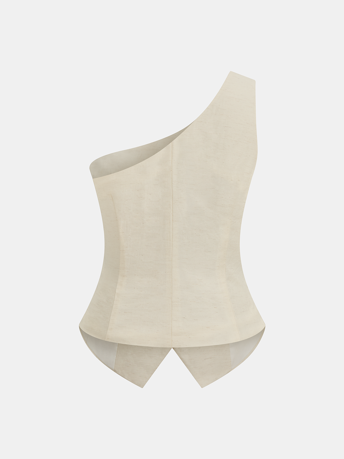 Ensemble gilet à bouton métallique et pantalon, coupe asymétrique (une épaule dénudée)