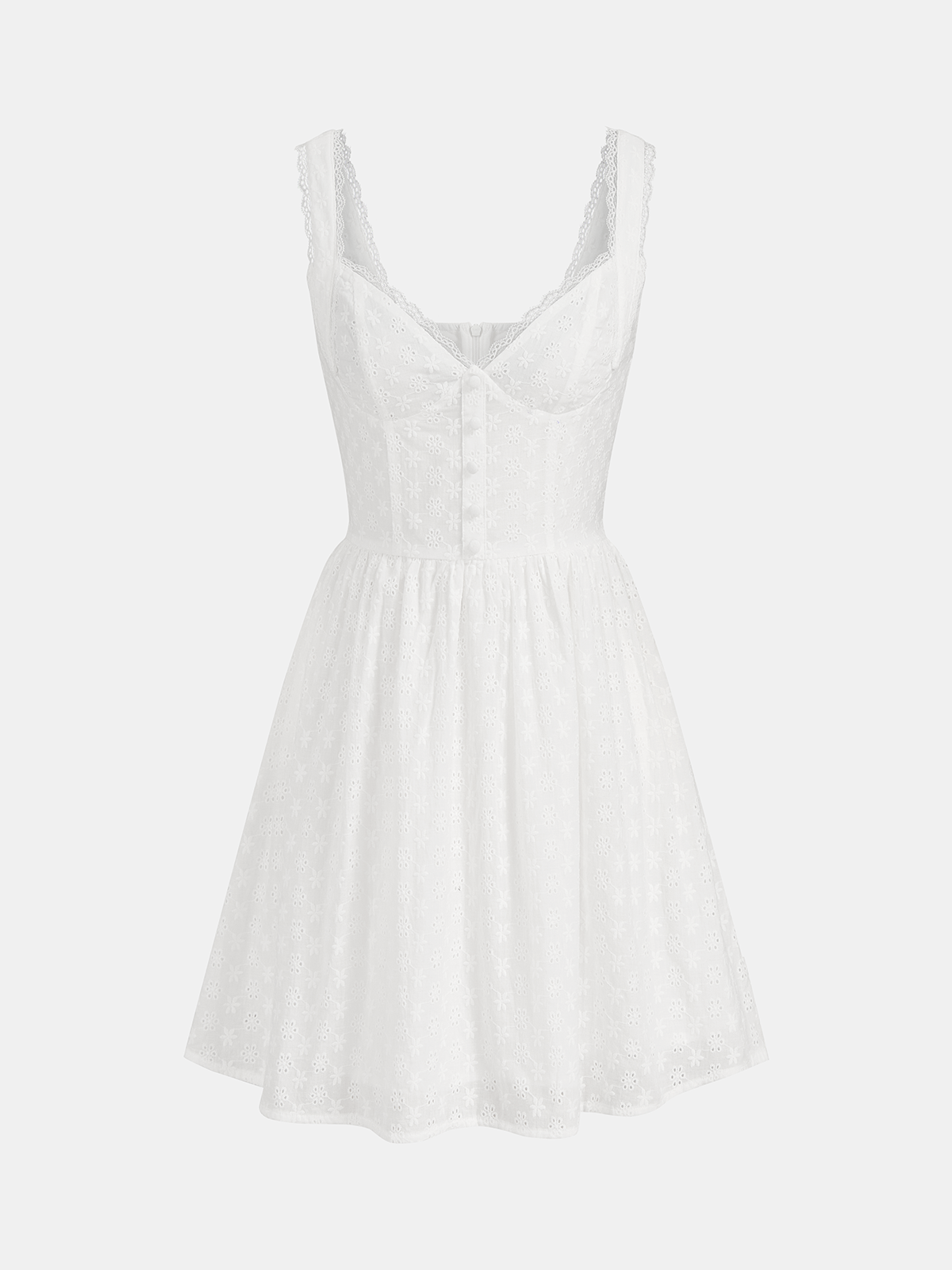Mini-robe en dentelle de coton brodée œillets
