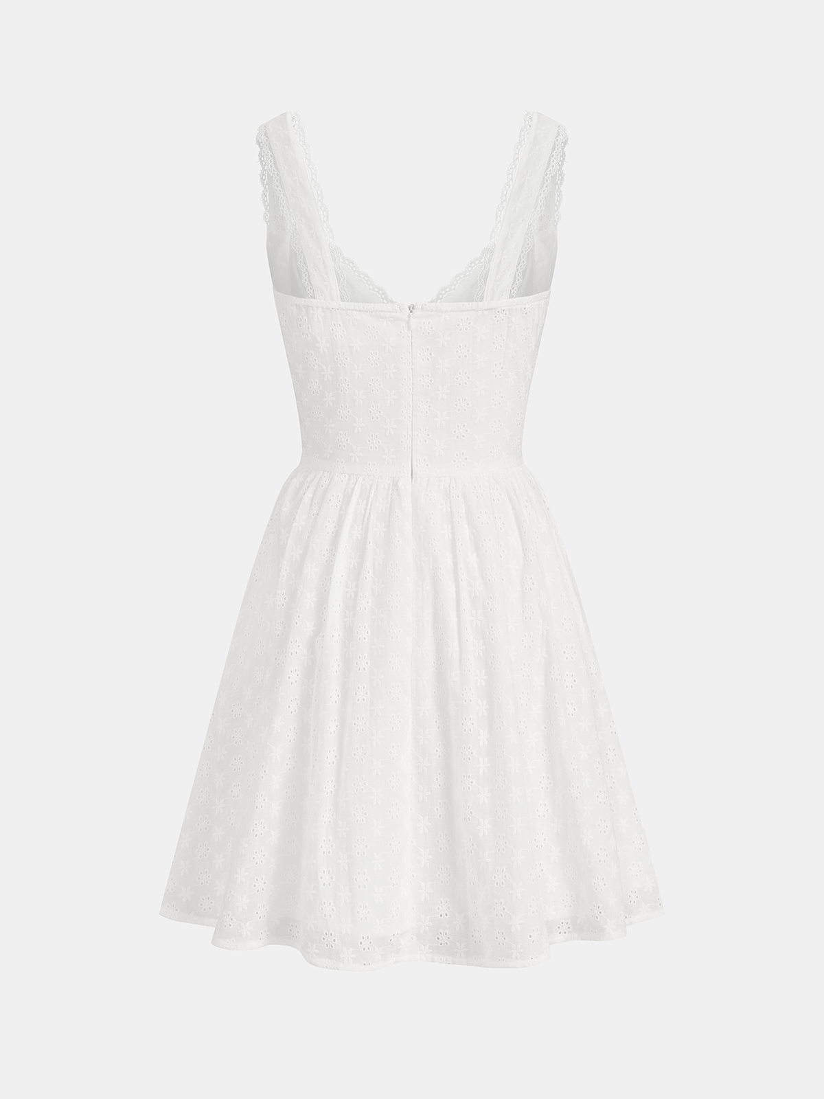Mini-robe en dentelle de coton brodée œillets