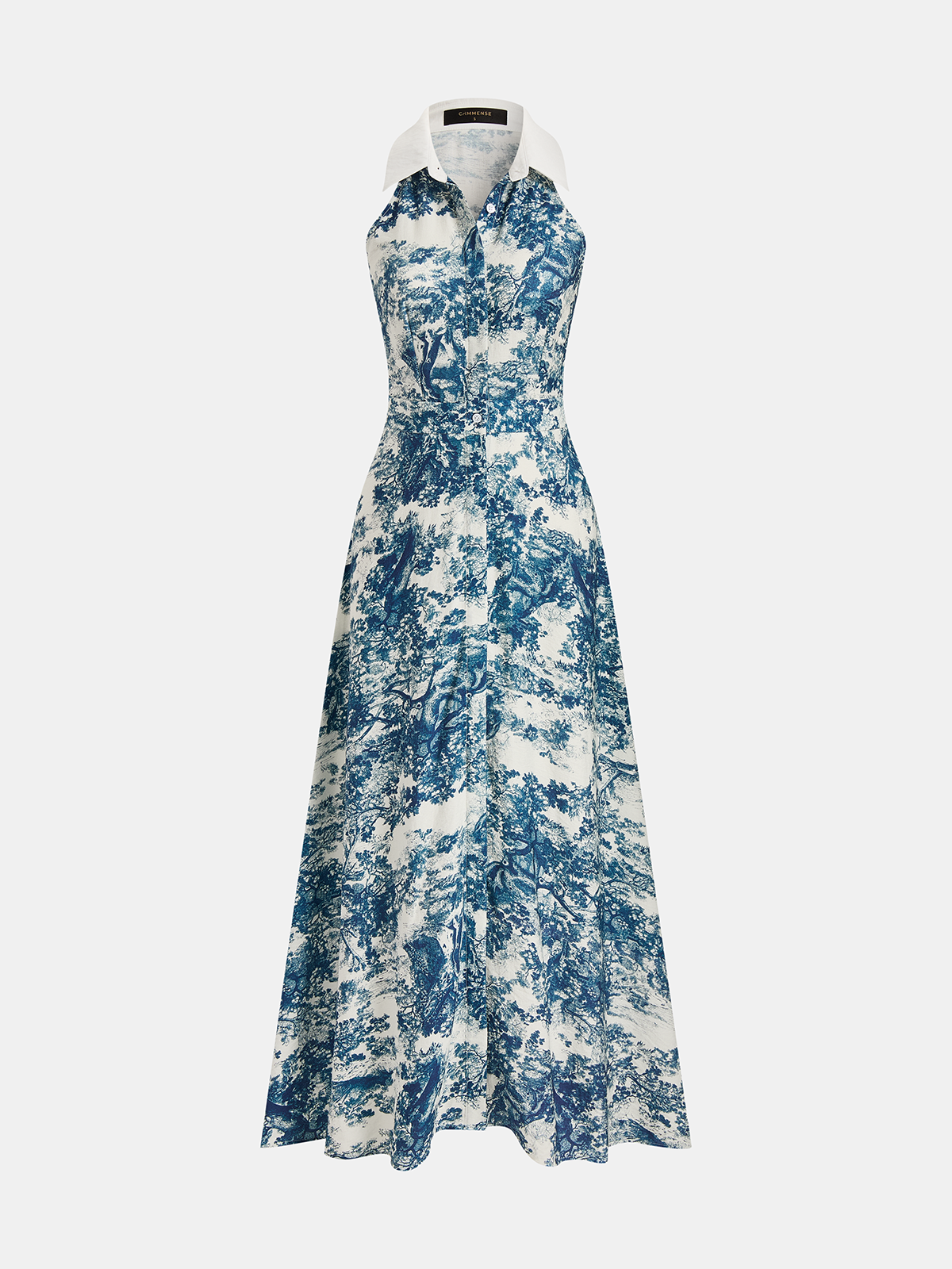 Maxikleid mit Toile-Print, Kragen und Knopfleiste