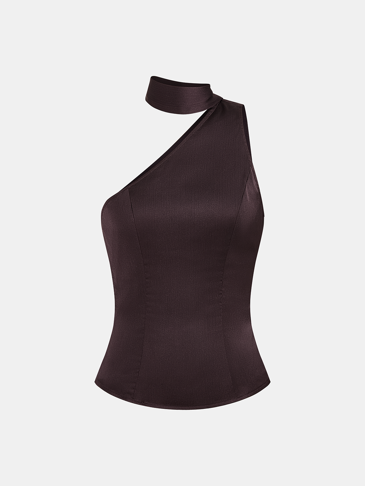 One-Shoulder Halter Tie Fitted Top