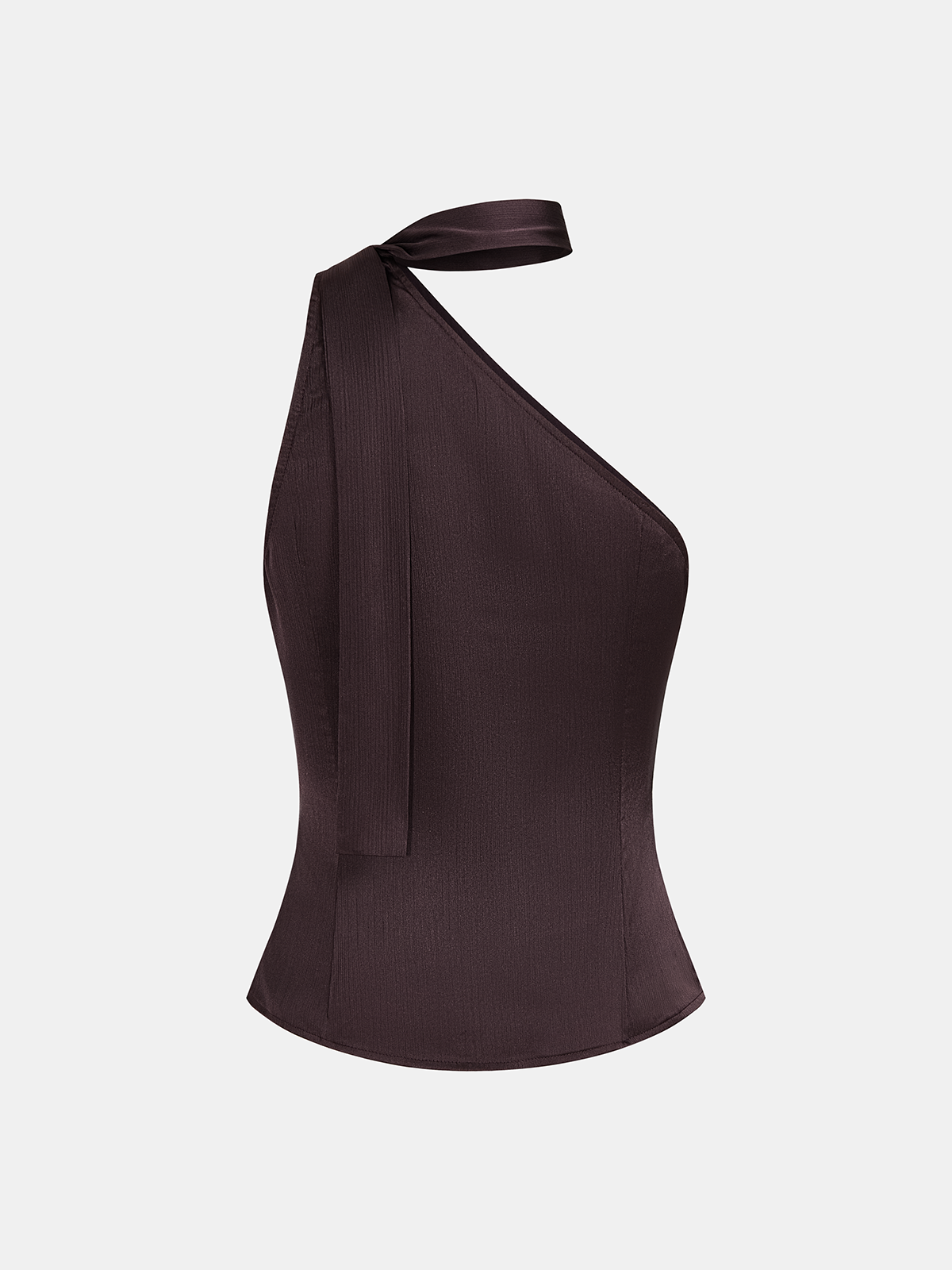 One-Shoulder Halter Tie Fitted Top