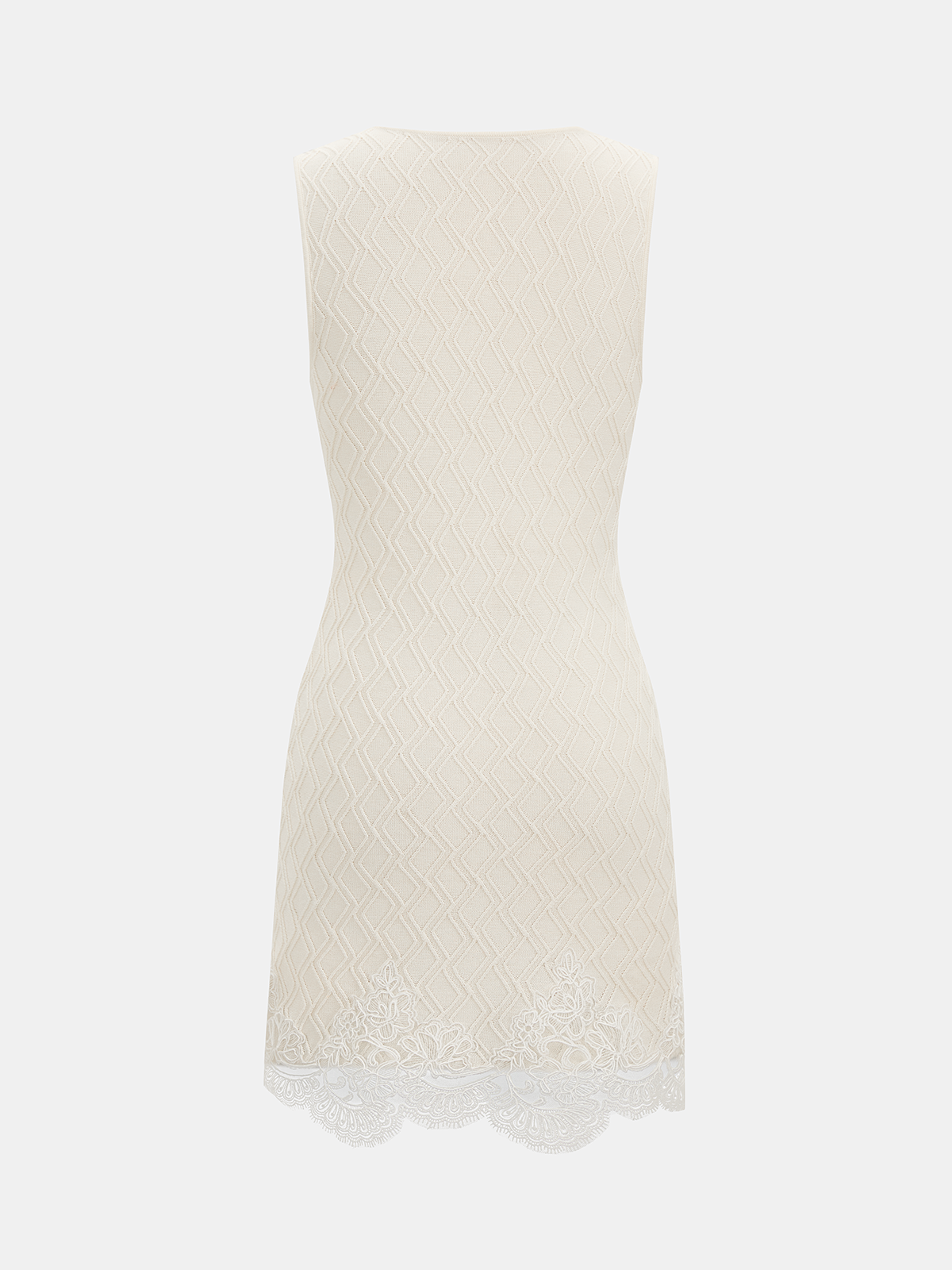 Sleeveless Textured Lace Trim Bodycon Mini Dress