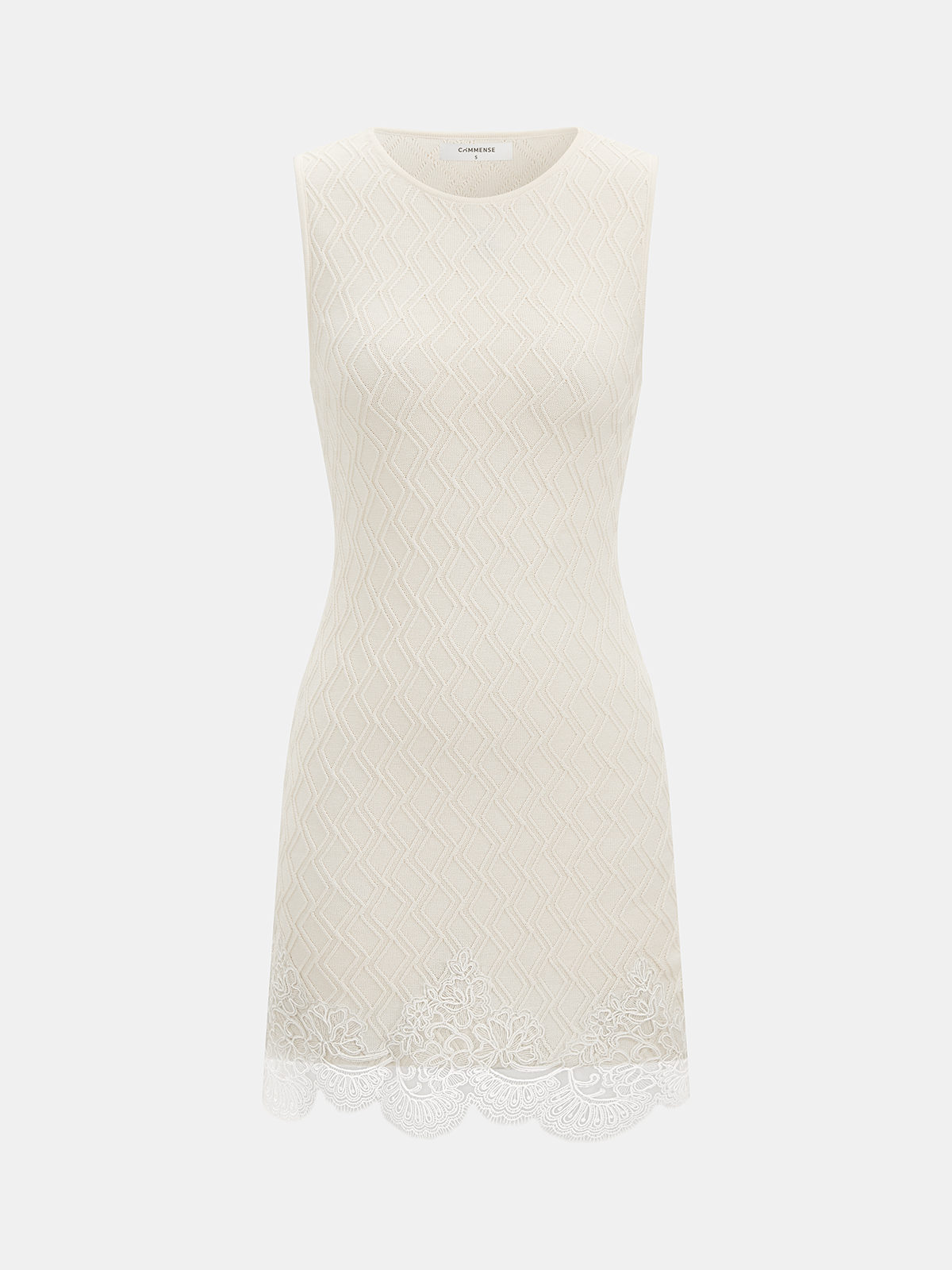 Sleeveless Textured Lace Trim Bodycon Mini Dress