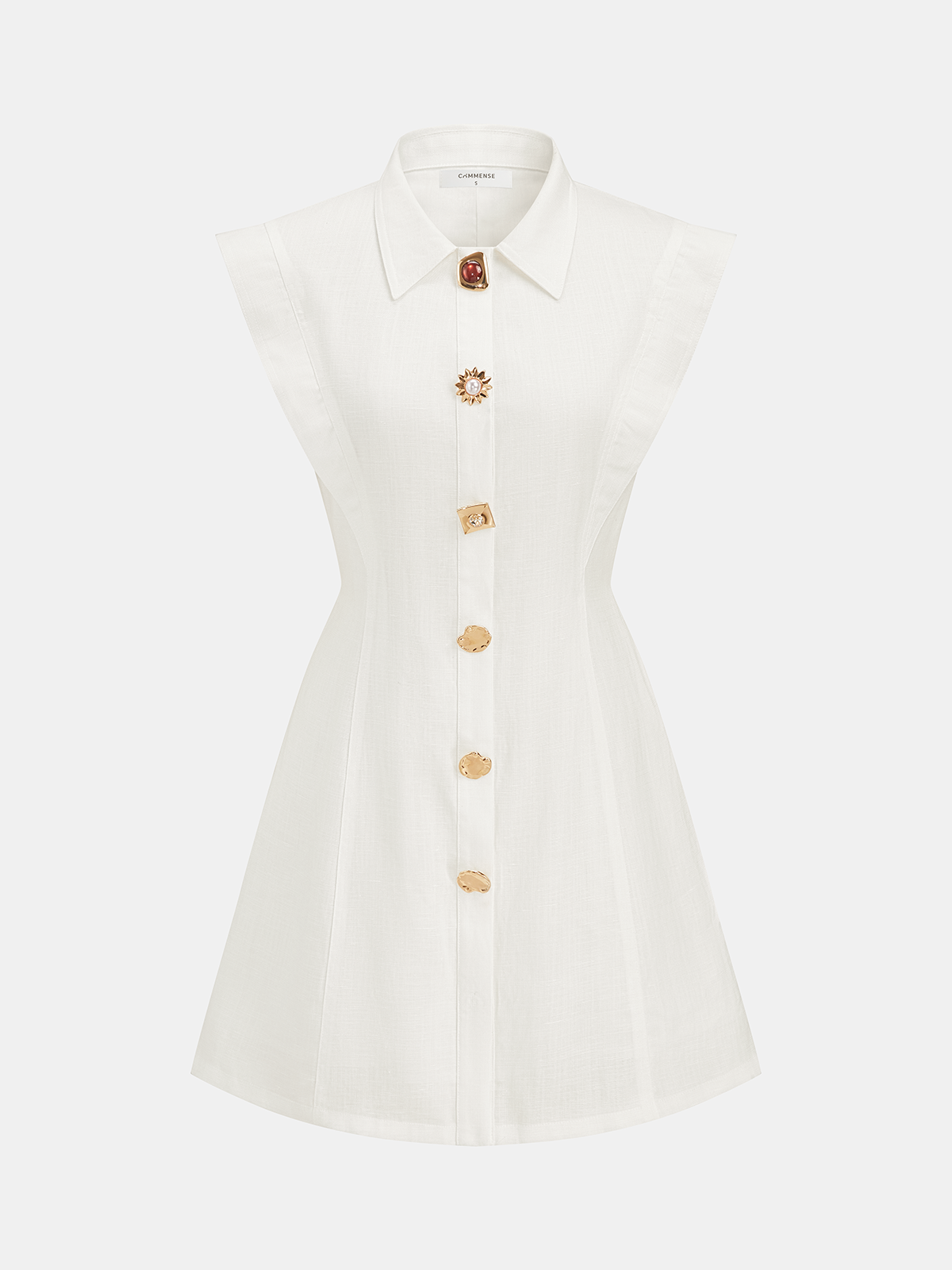 Linen Blend Sleeveless Mini Shirt Dress