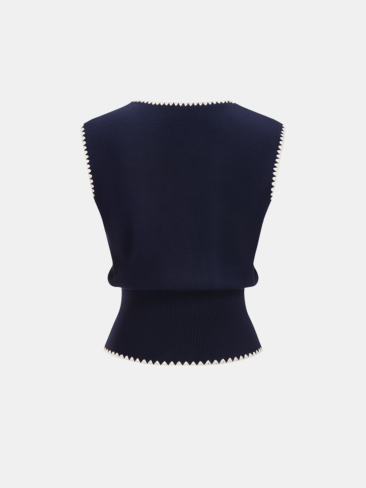Gilet en maille avec fermeture métallique et garnitures contrastées