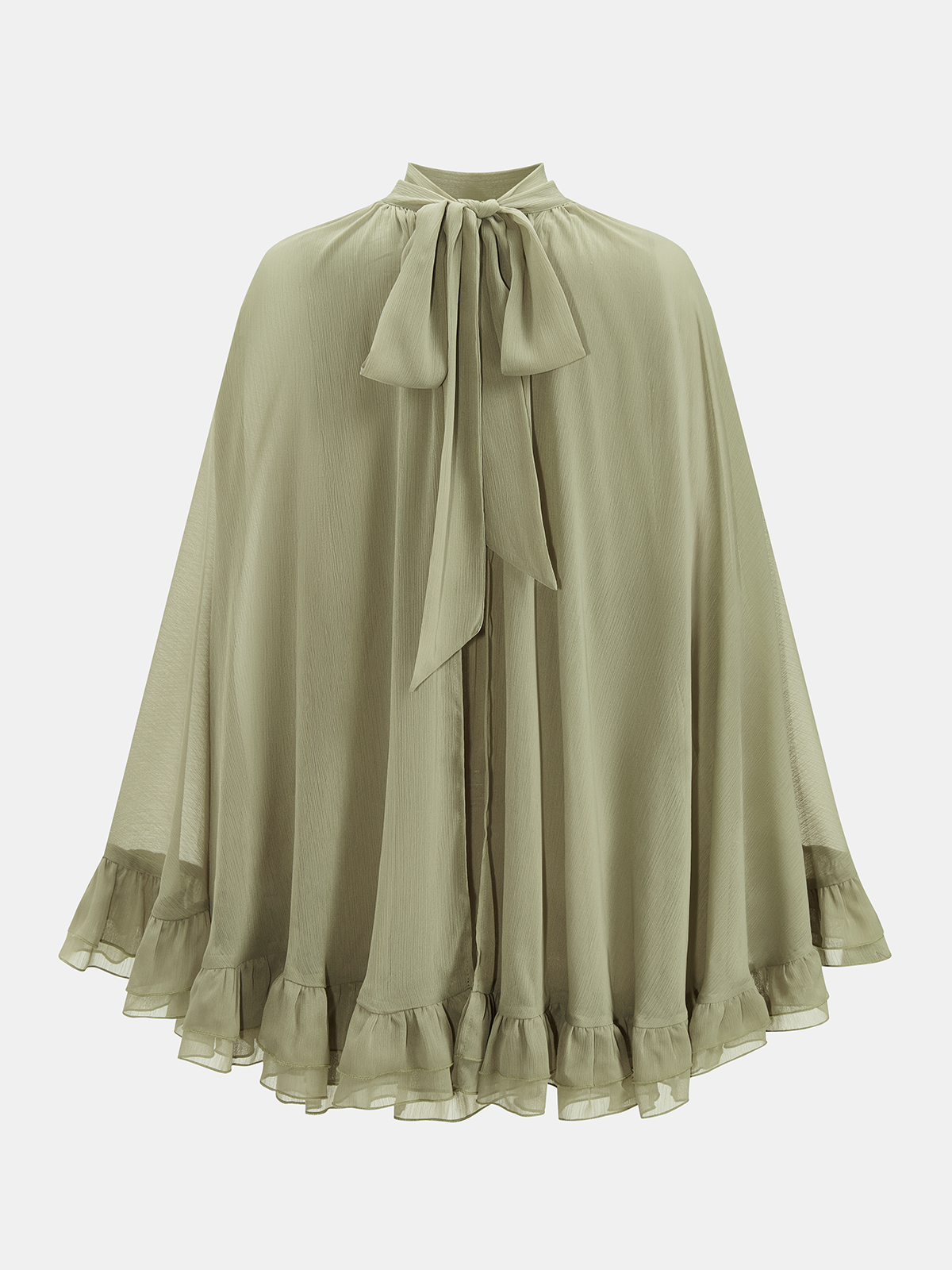 Ruffled Cape & Sleeveless Dress Chiffon Two-Piece Set