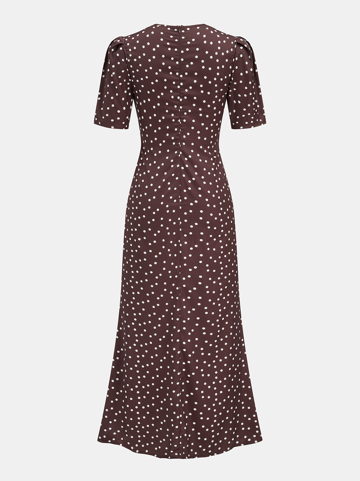 Lace Panel Polka Dot Short Sleeve Maxi Dress