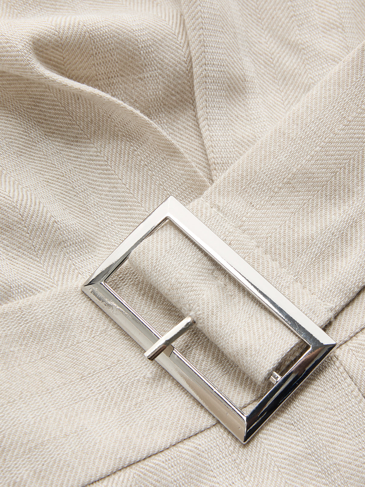 Baumwolle Leinen One-Shoulder-Gürtel-Top & Hosen-Set