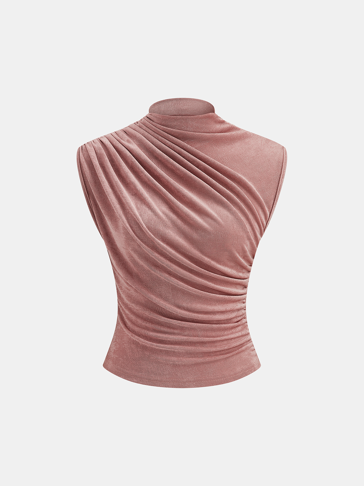 Ruched Mock Neck Fitted Tank Top