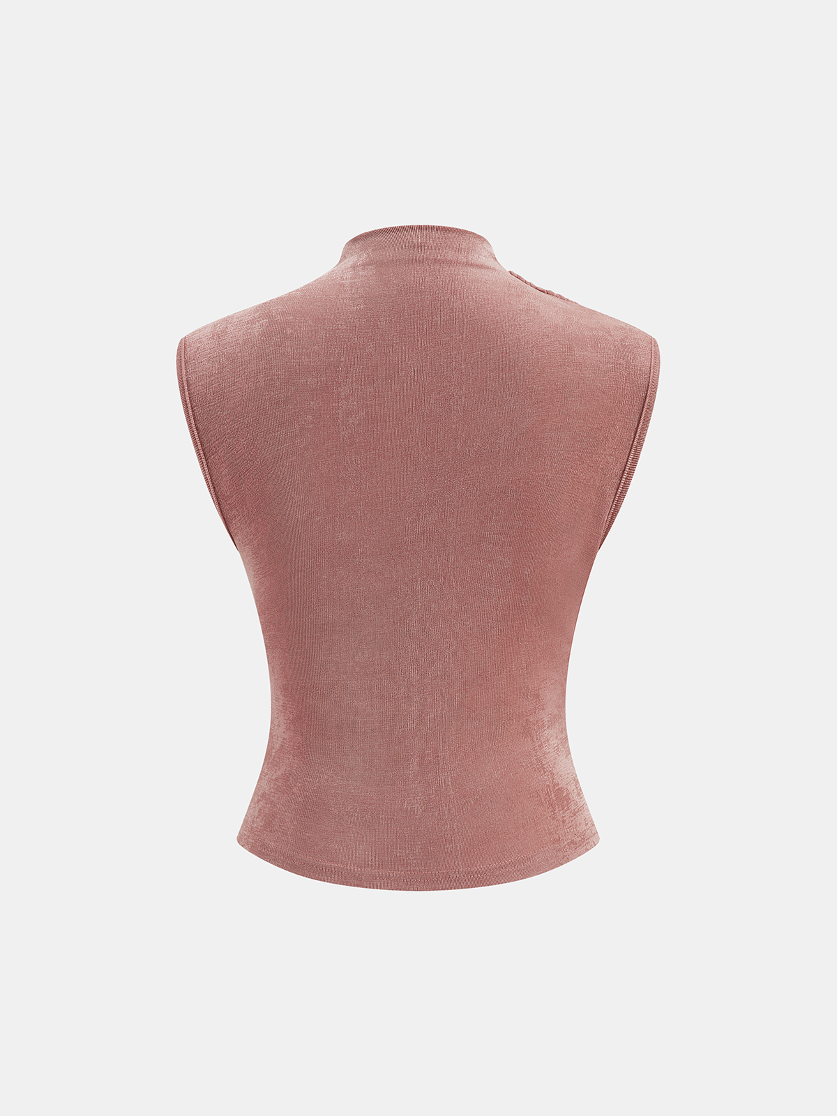 Ruched Mock Neck Fitted Tank Top