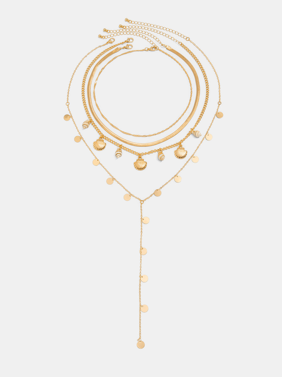 Multi Layer Seashell Disc Charm Necklace