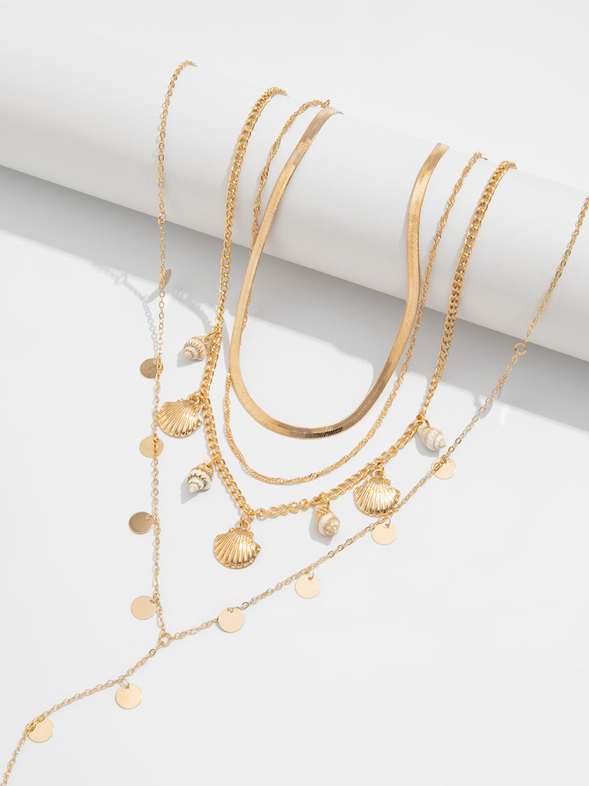 Multi Layer Seashell Disc Charm Necklace