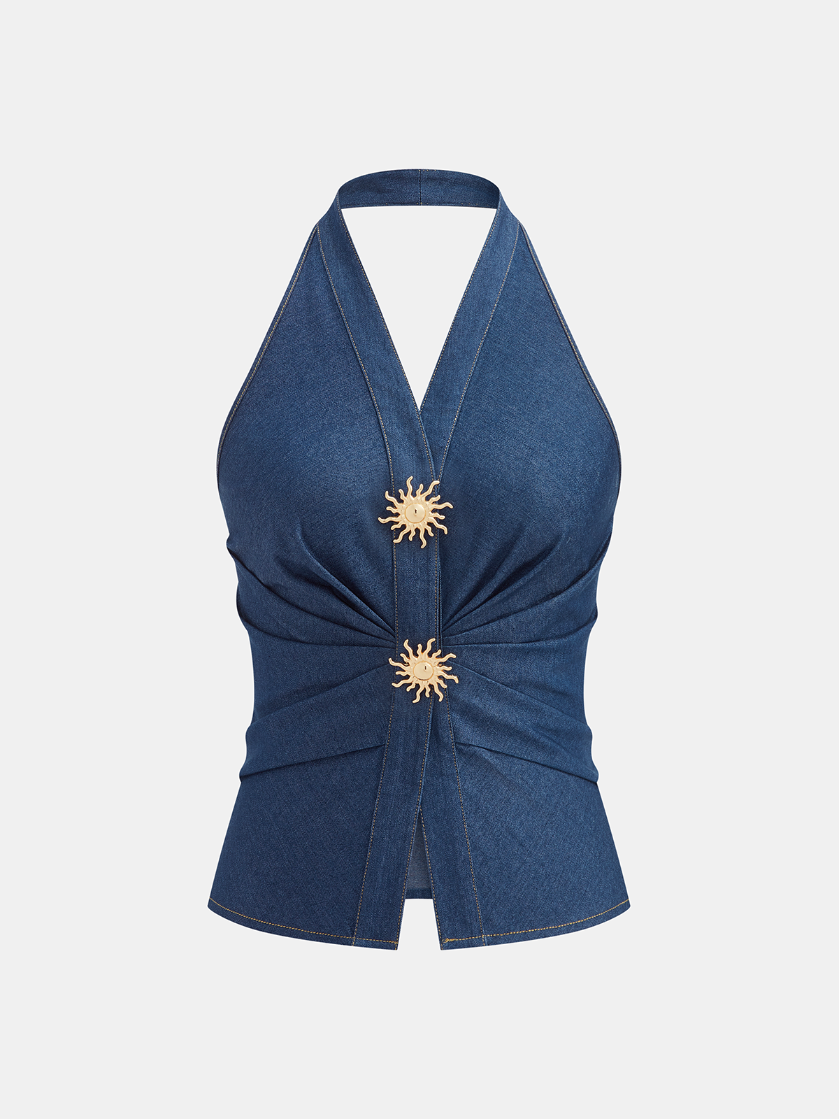 Set aus Neckholder-Weste und Shorts aus Baumwollmischgewebe