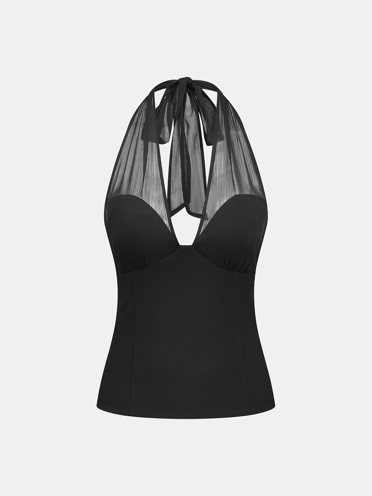 Sheer Halter Neck Top & Shorts Set