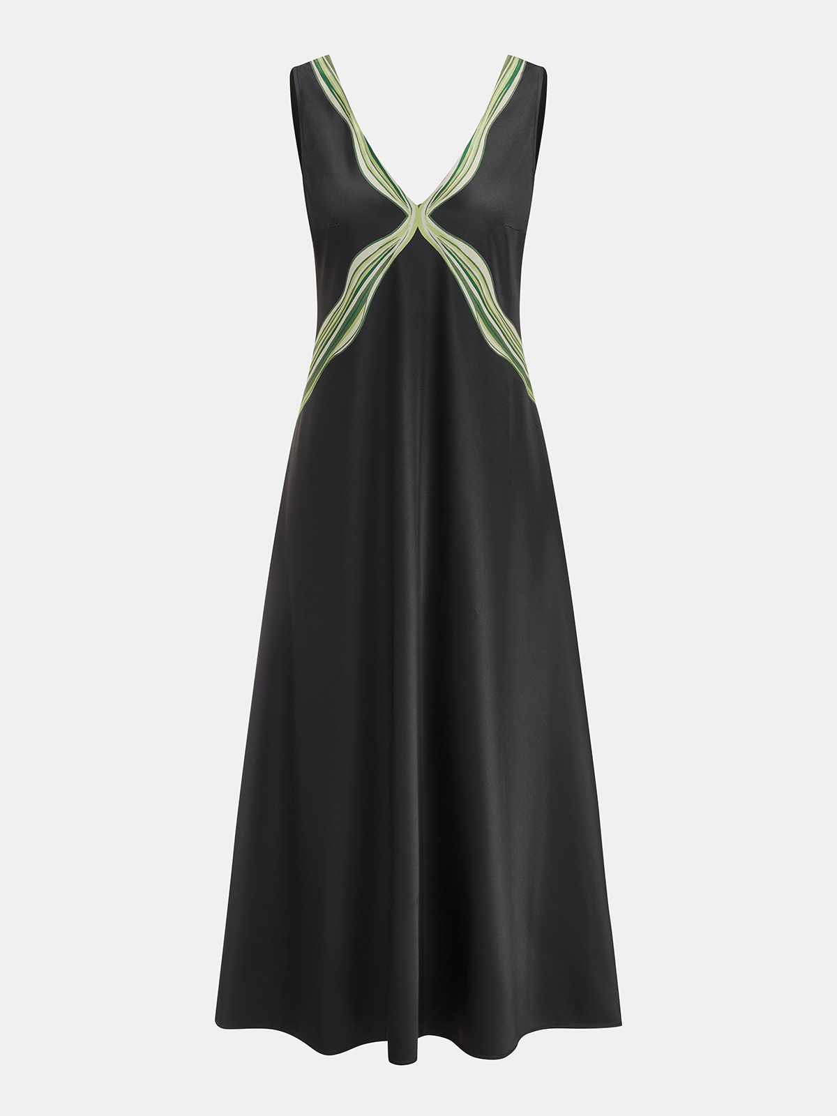 Robe midi sans manches à col en V et imprimé ondulé