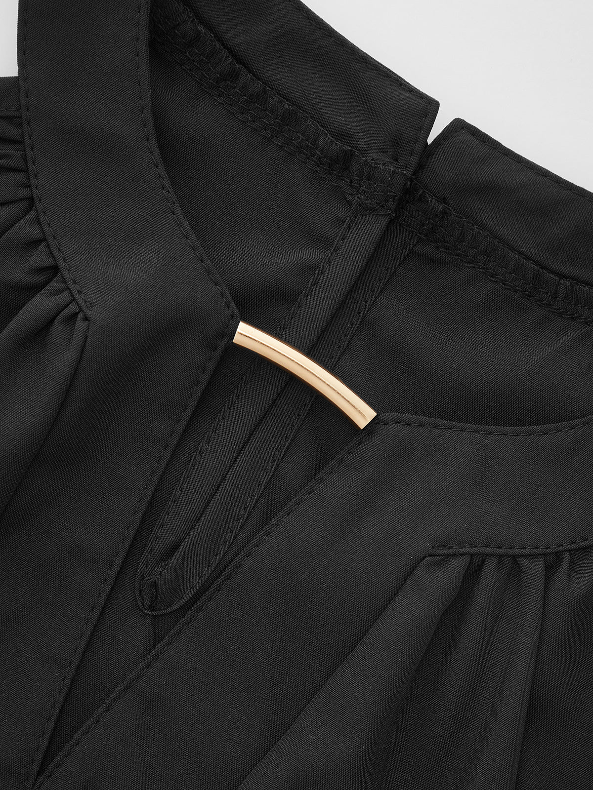 Metal Detail Keyhole Neck Sleeveless Blouse