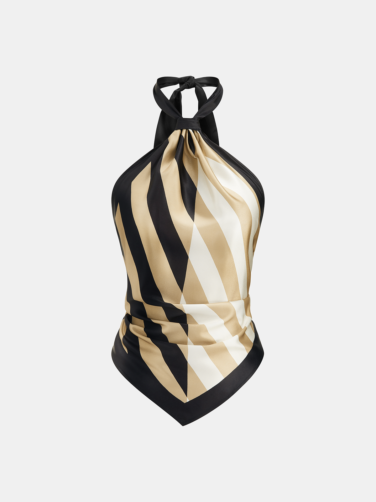 Haut licou en satin à motif géométrique rayé