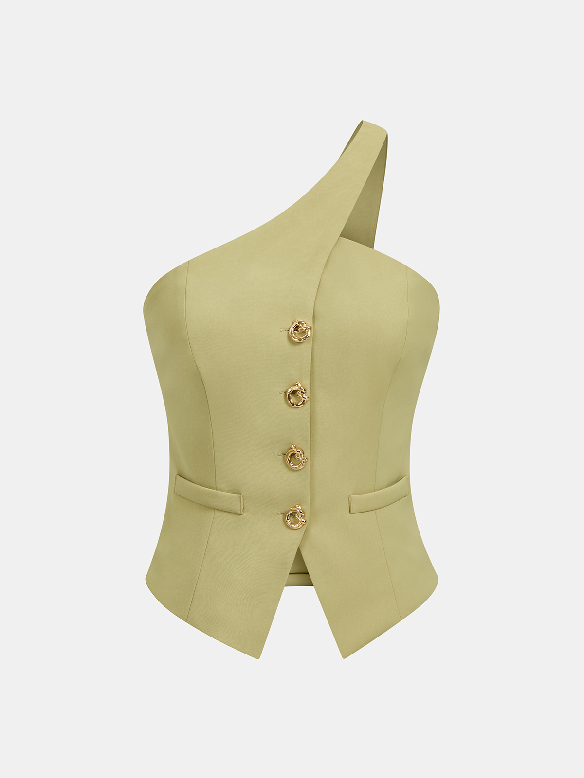 Metal Detail One-Shoulder Asymmetric Vest