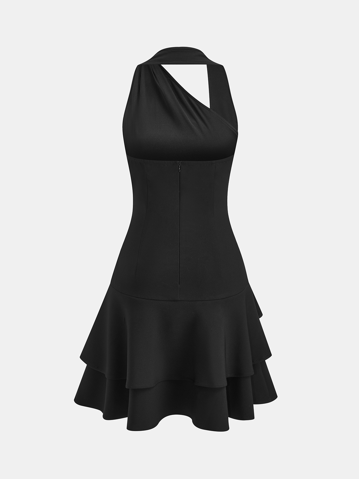 Mini-robe asymétrique à volants et licou