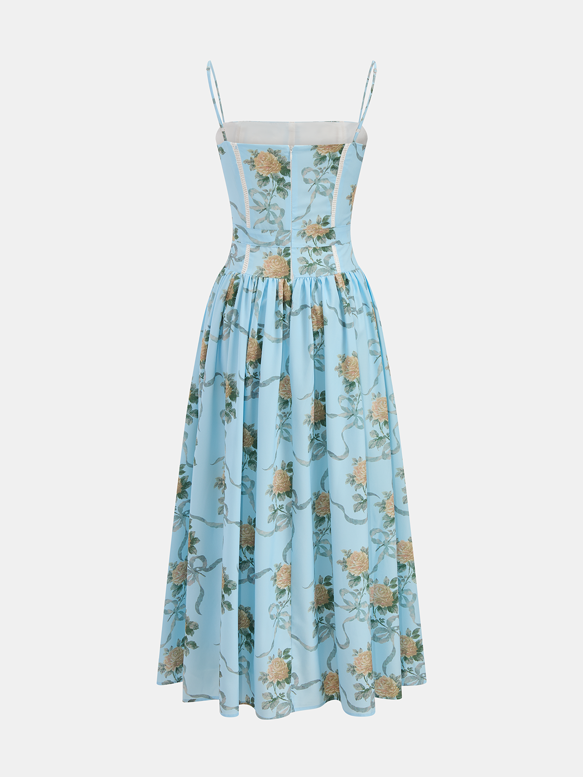 Robe midi à fines bretelles et imprimé floral