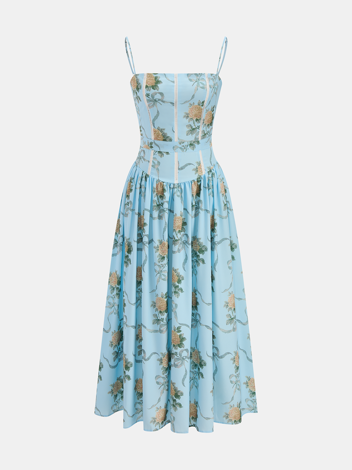 Robe midi à fines bretelles et imprimé floral