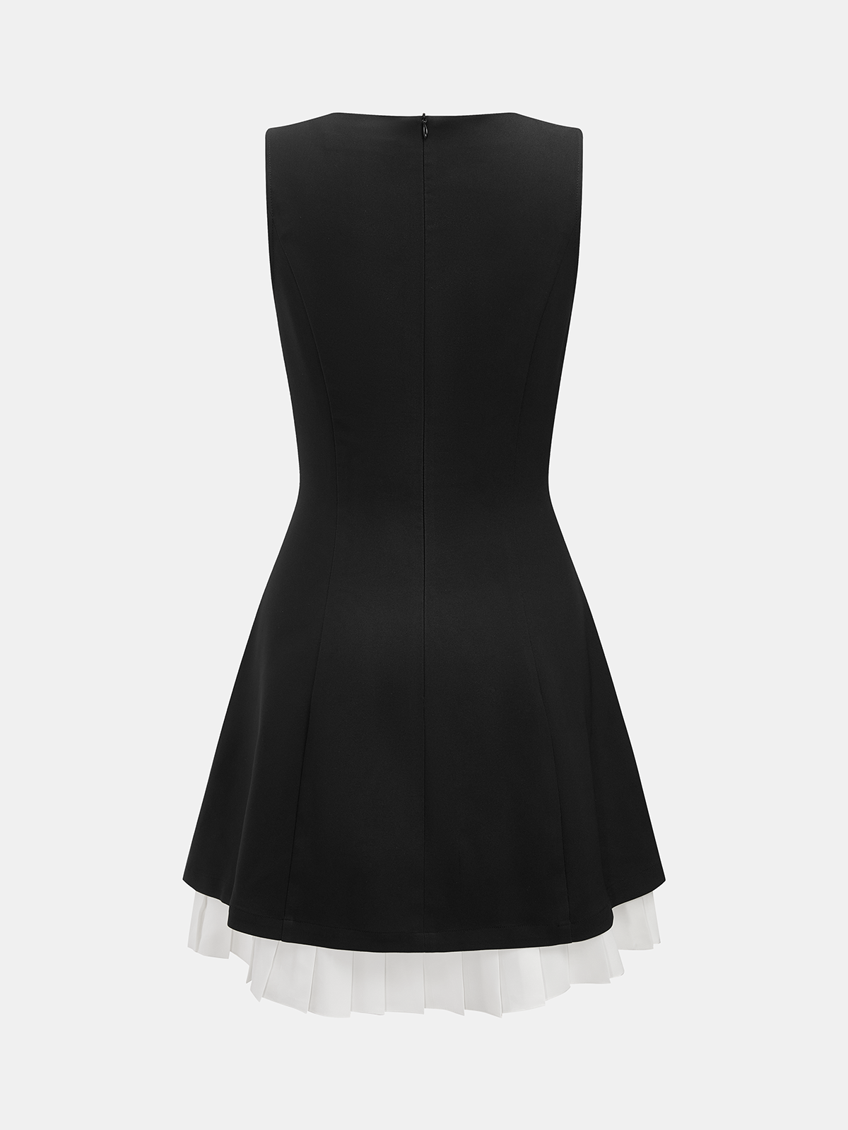 Ärmelloses Kleid mit Kontrastsaum und Strassdetails