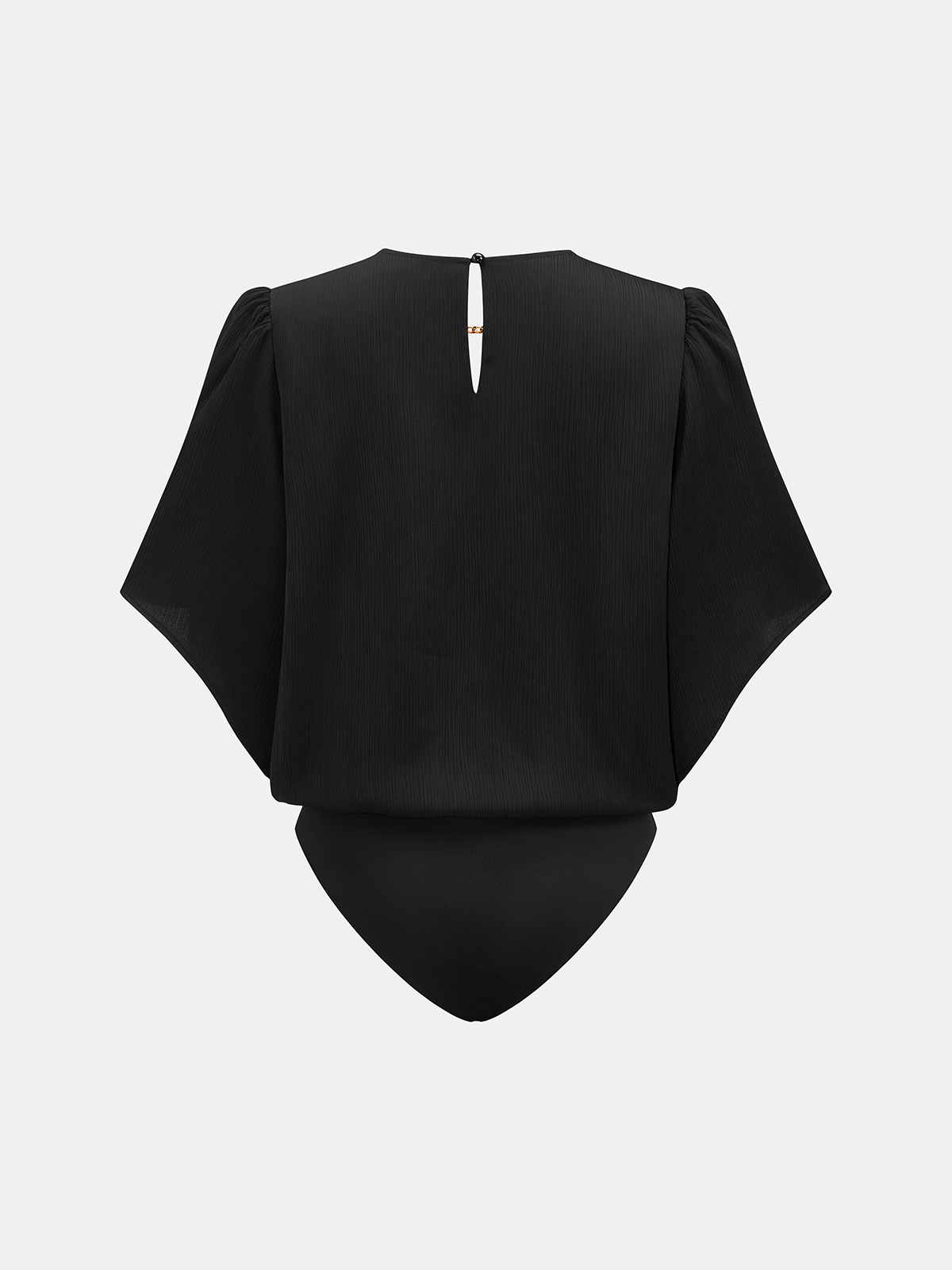 Chain Detail V-Neck Flutter Sleeve Bodysuit